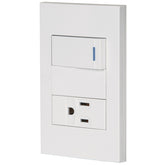 Interruptor + tomacorrente 23mm blanco lnea española volteck